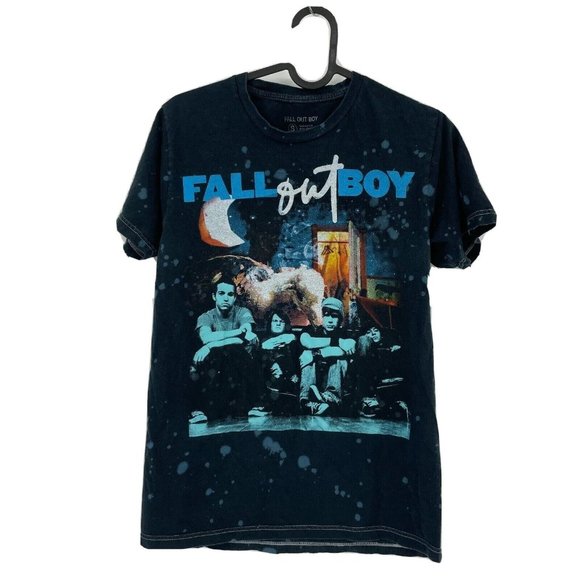 Fall out Boy Tops - Fall Out Boy Infinity On High Album Cover Print T-Shirt Adult Size Small Blue
